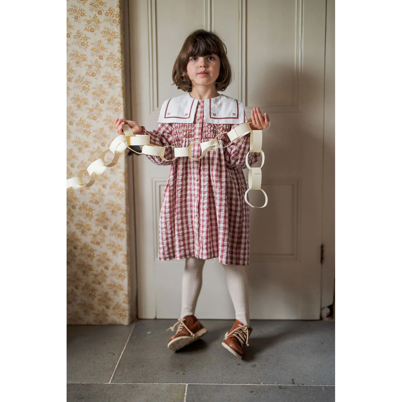 Little Cotton Clothes Seersucker Gingham Smocked Sabrina Dress - Image 2