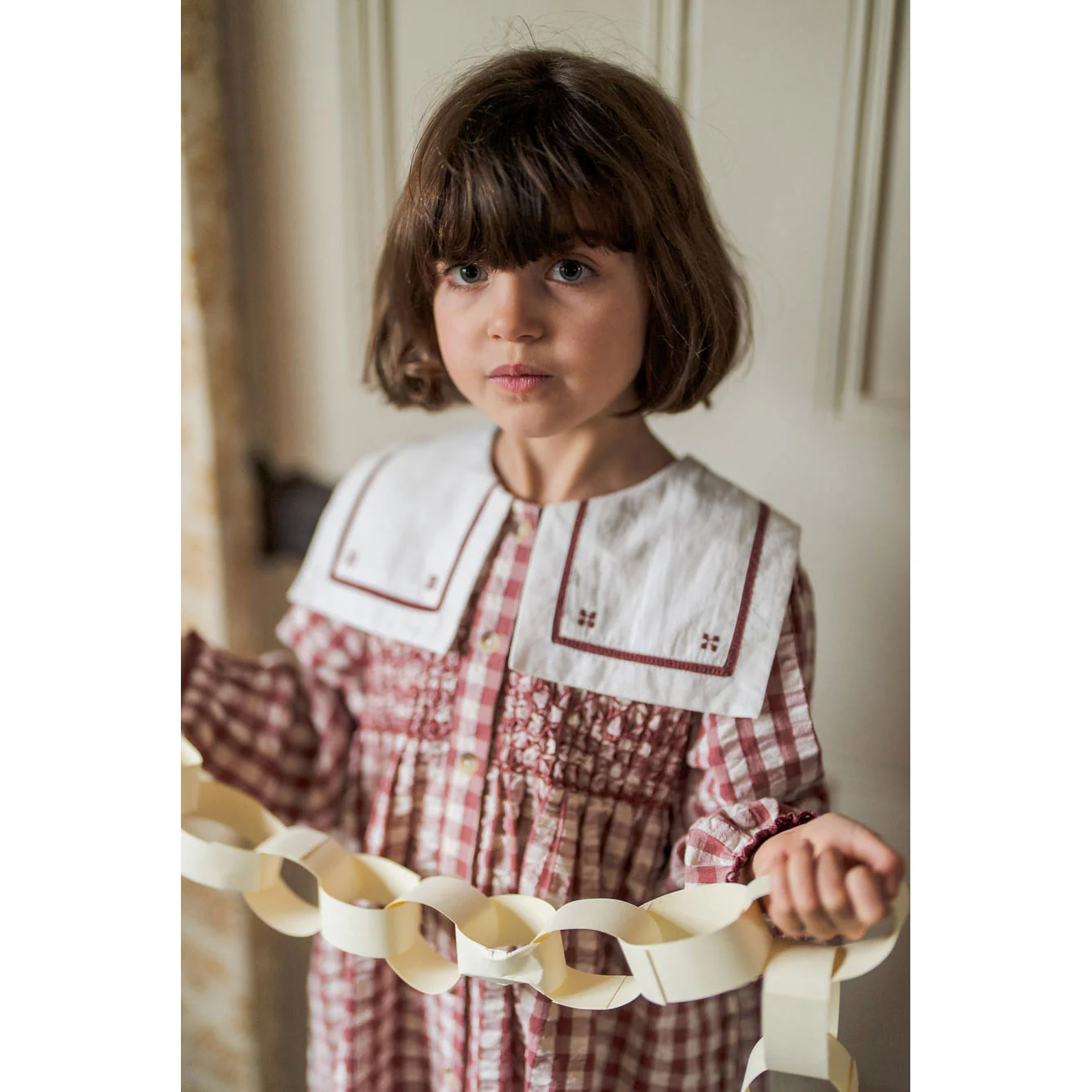Little Cotton Clothes Seersucker Gingham Smocked Sabrina Dress - Image 3