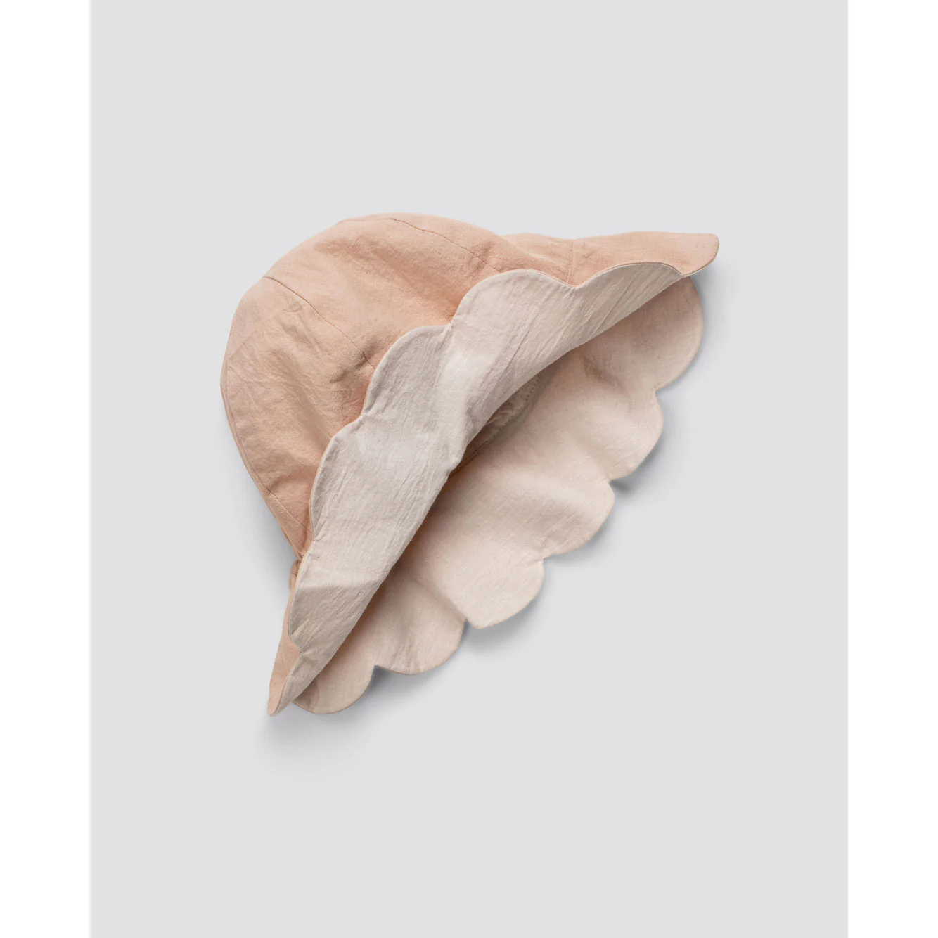 Little Cotton Clothes Shell/Powder Scalloped Hat - Image 2