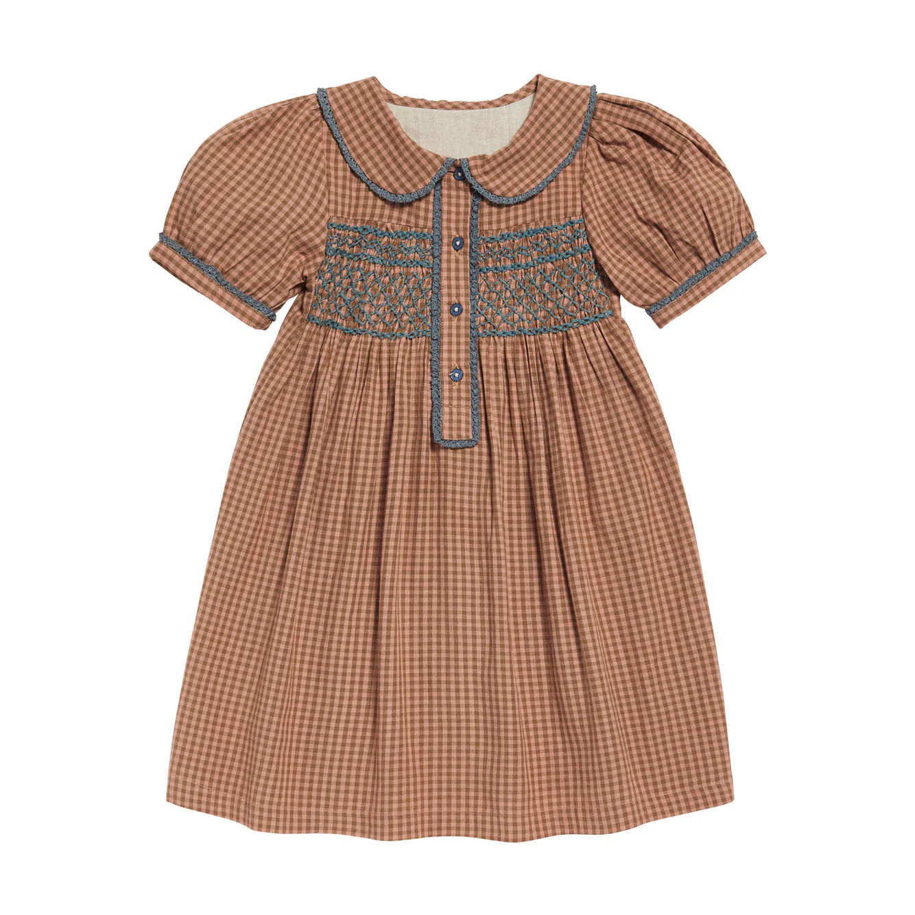 Little Cotton Clothes Tea Rose Tiny Check Elizabeth Dress