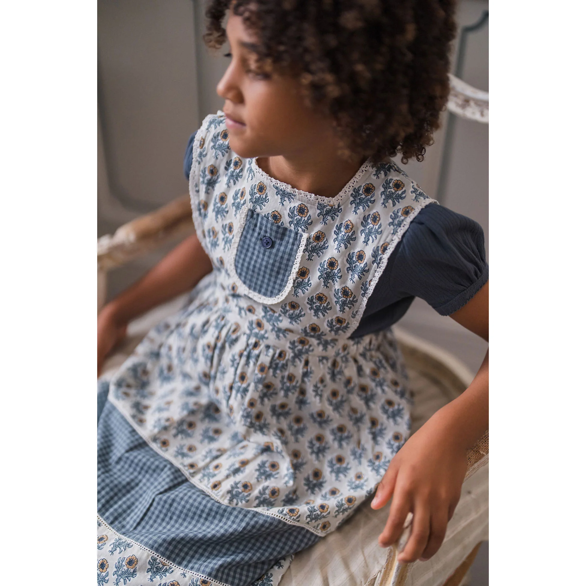Little Cotton Clothes Thistle Floral Organic Dorothea Pinafore - Image 4