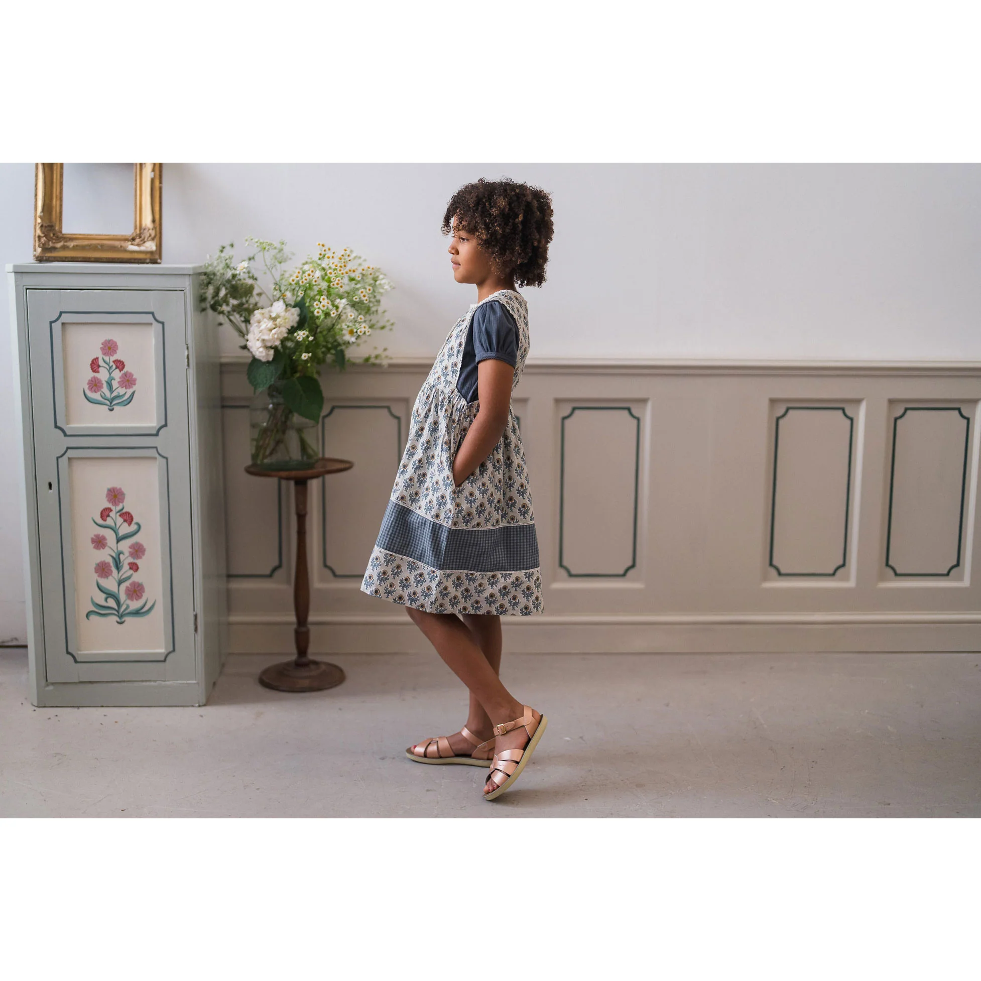 Little Cotton Clothes Thistle Floral Organic Dorothea Pinafore - Image 5