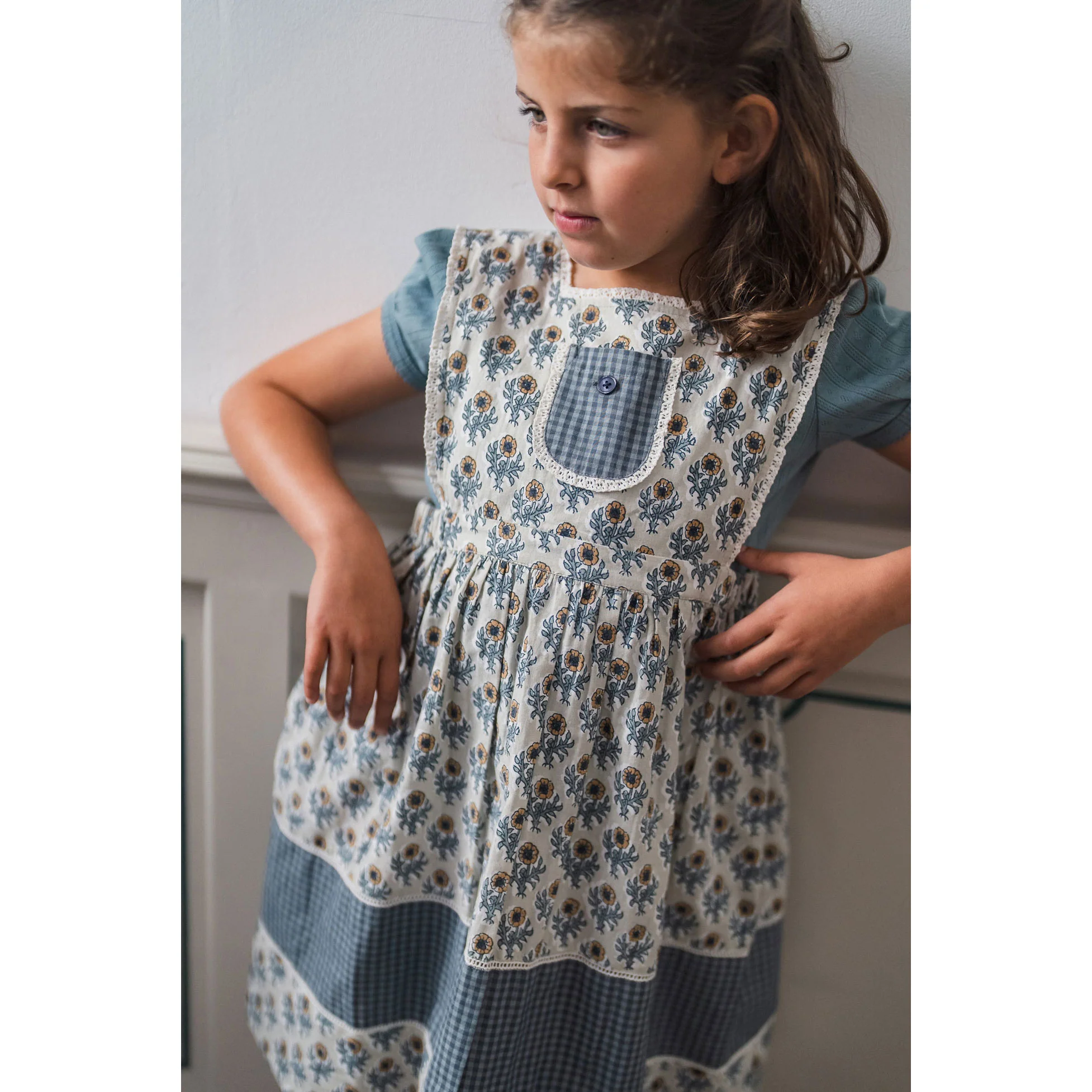 Little Cotton Clothes Thistle Floral Organic Dorothea Pinafore - Image 6