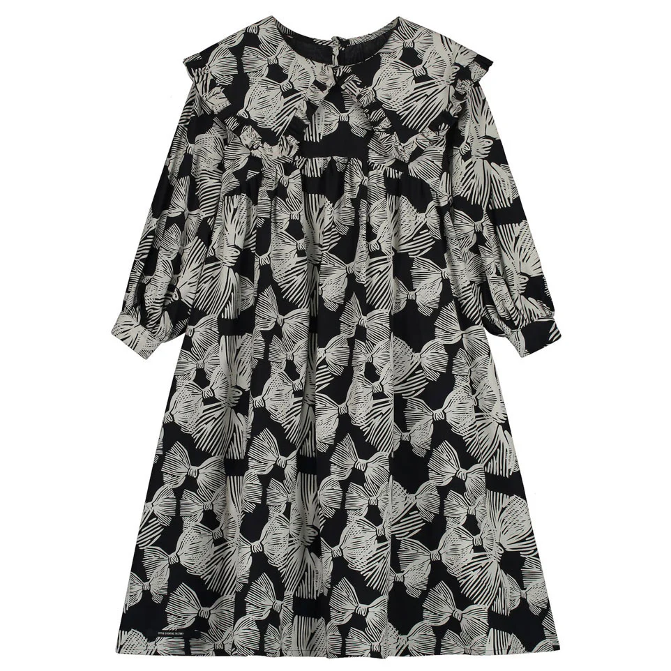 Little Creative Factory Black 70's Bow Collar Dress