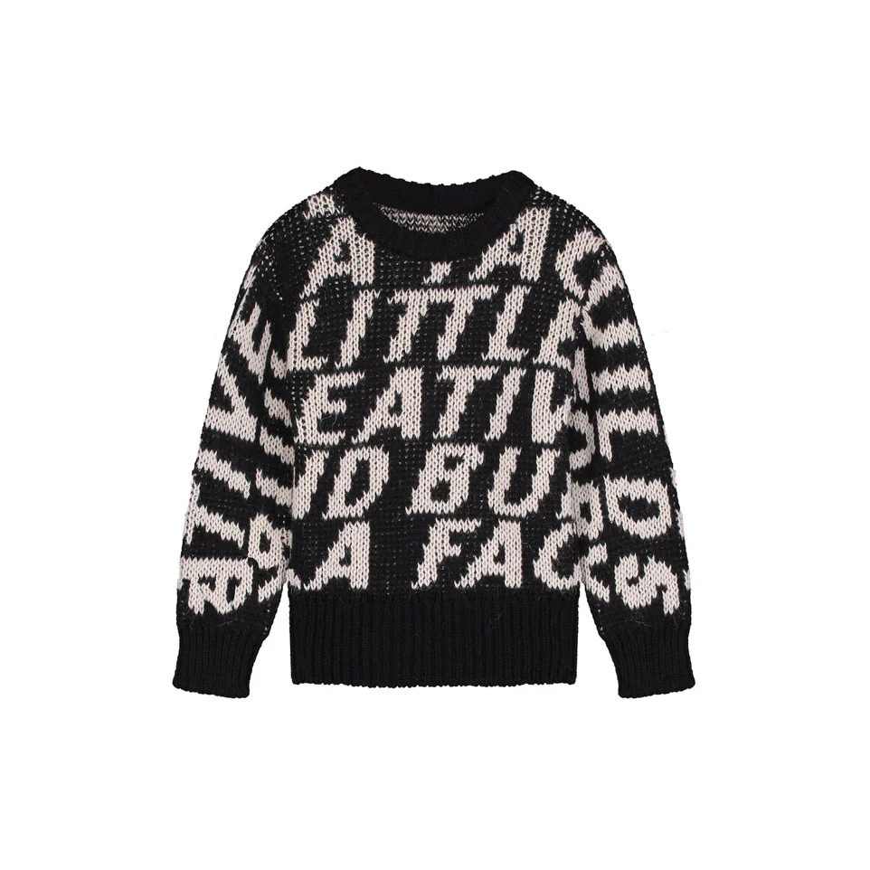 Little Creative Factory Black LCF Jacquard Knit Sweater
