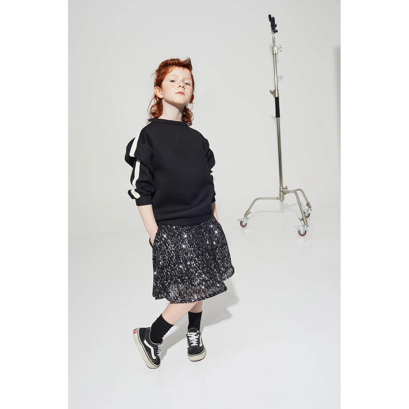 Little Creative Factory Black Neoprene Striped Ballon Sweatshirt - Image 2