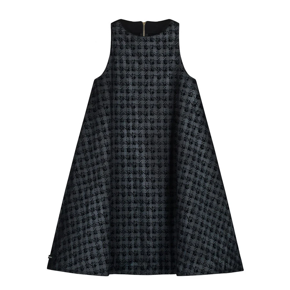 Little Creative Factory Black Plaid Tailored Apron Dress