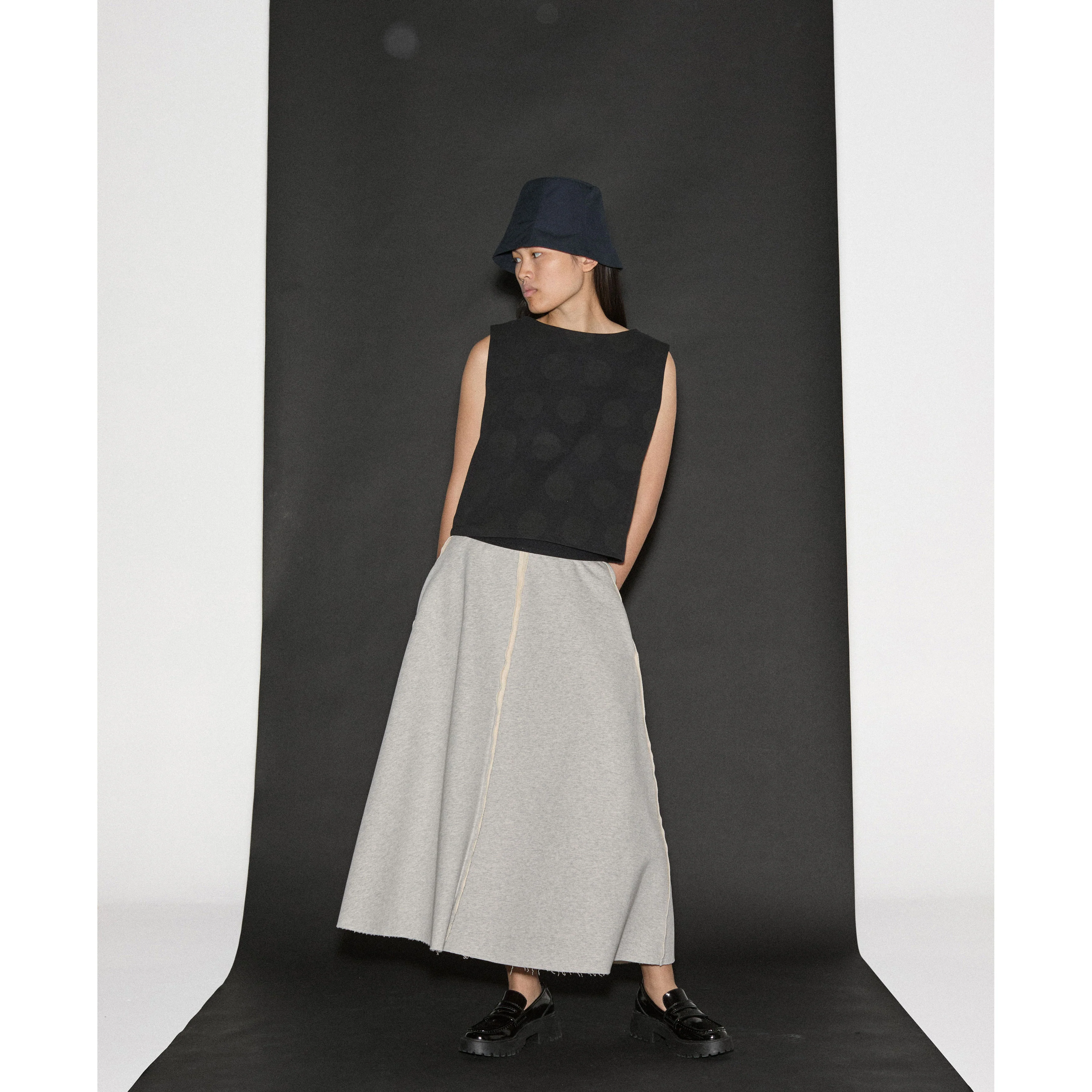 Little Creative Factory Grey Melange Raw Edge Skirt - Image 2