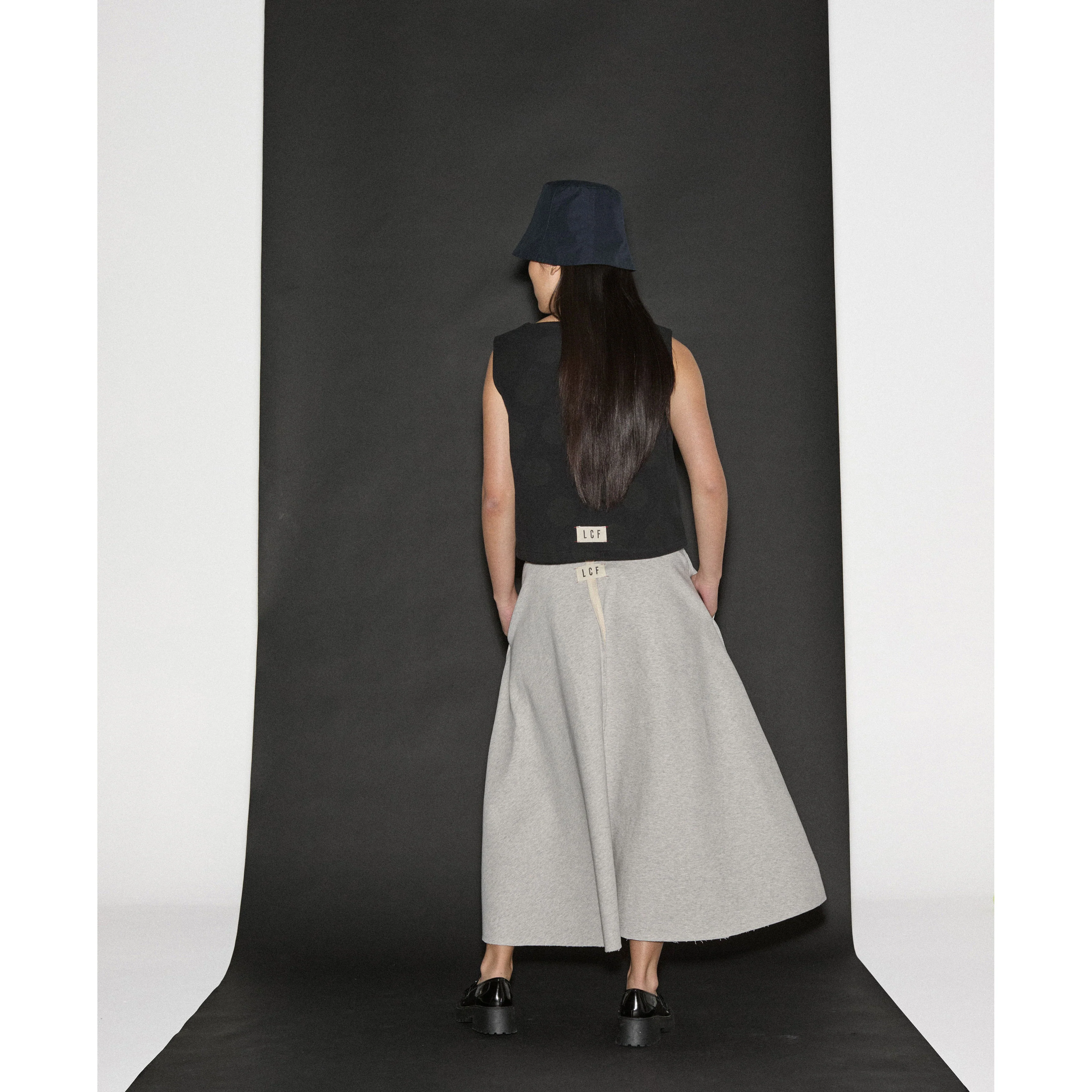 Little Creative Factory Grey Melange Raw Edge Skirt - Image 3