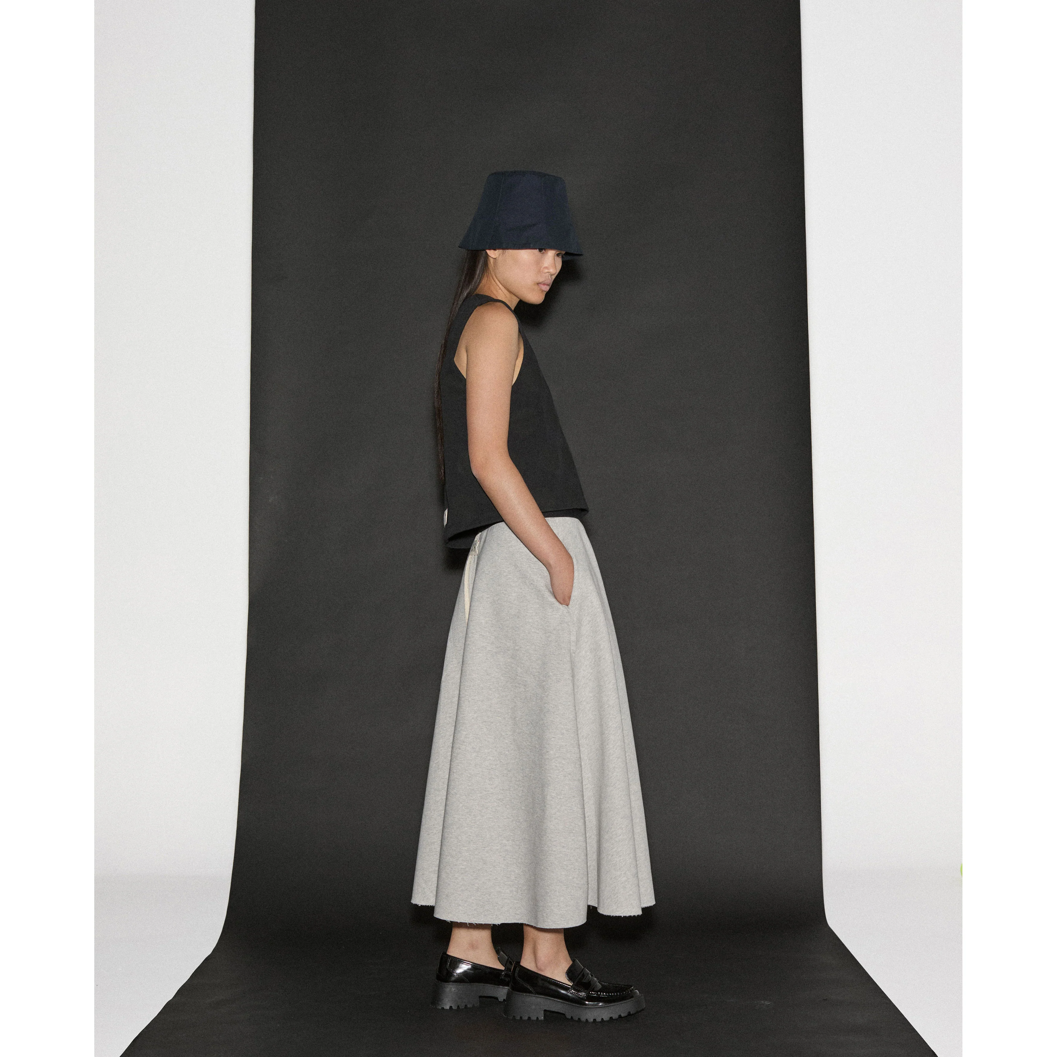 Little Creative Factory Grey Melange Raw Edge Skirt - Image 4
