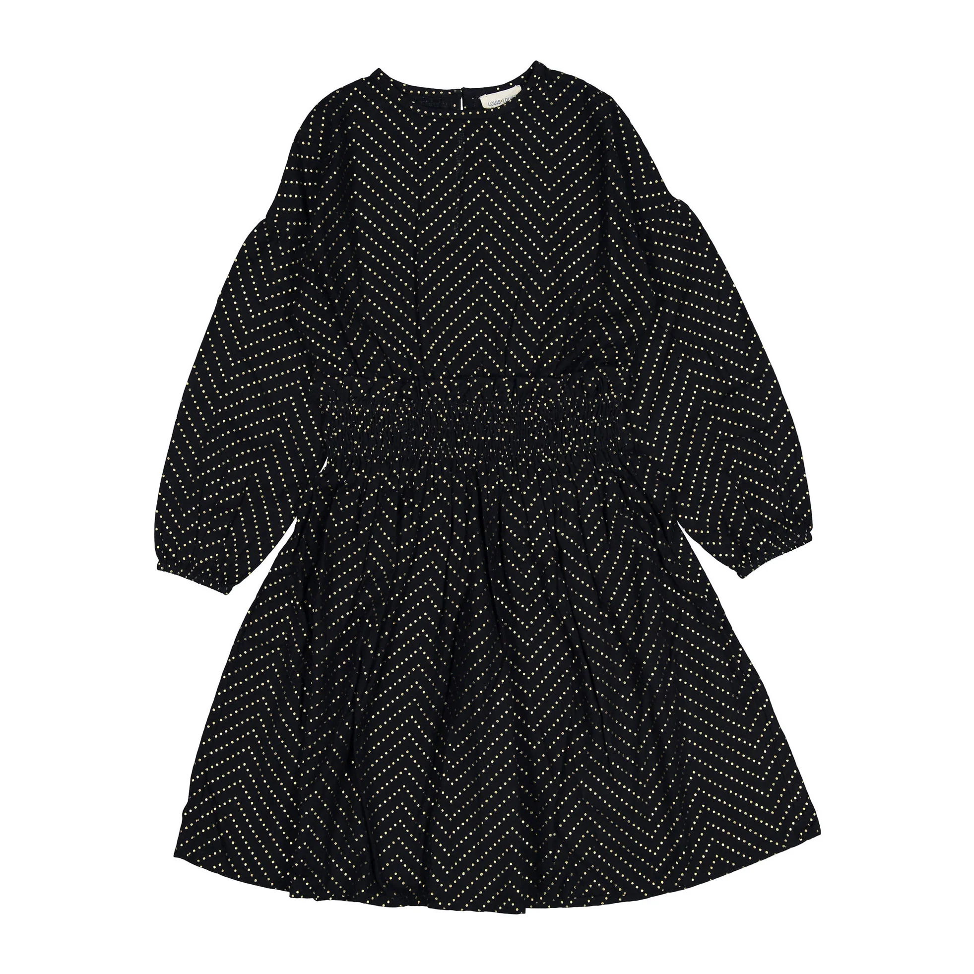 Louis Louise Black Gold Dot Long Melisse Dress