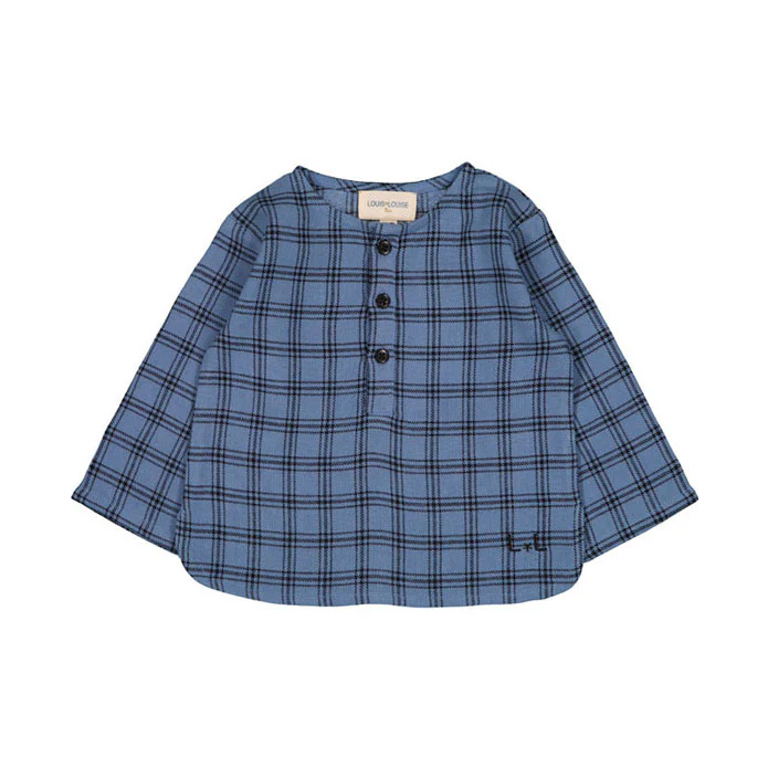 Louis Louise Blue Check Oncle Baby Shirt