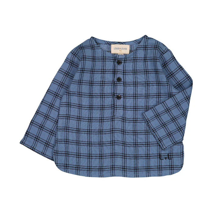 Louis Louise Blue Check Oncle Baby Shirt - Image 2