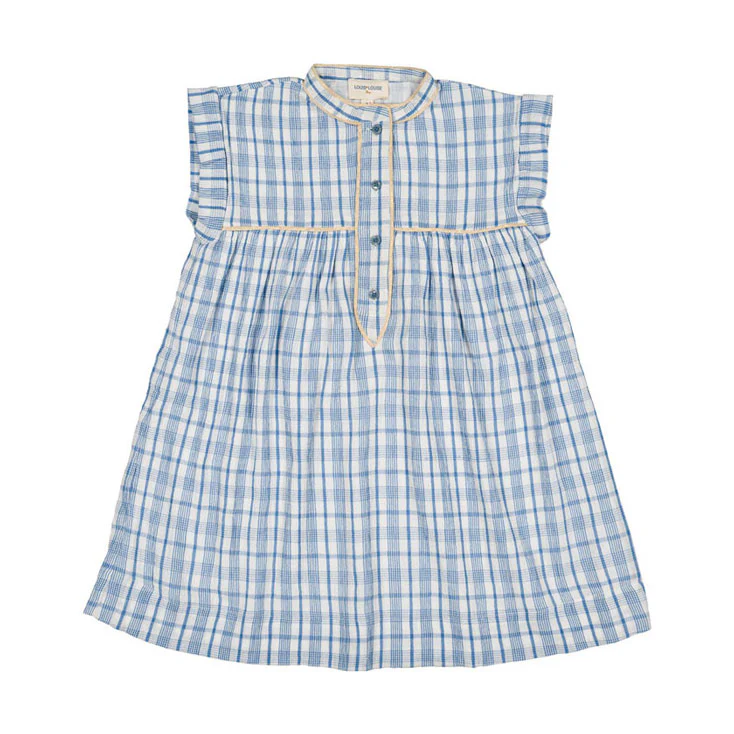 Louis Louise Blue Crepe Check Azura Dress