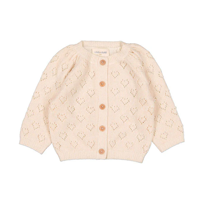 Louis Louise Cream Lurex Heart Baby Cardigan