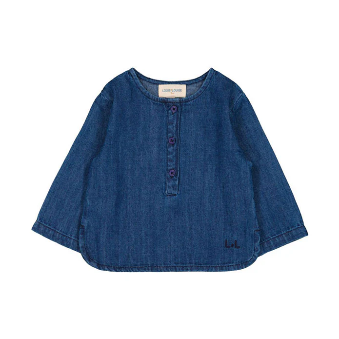 Louis Louise Dark Blue Denim Oncle Baby Shirt