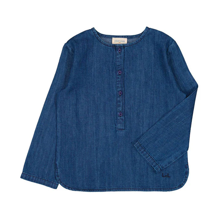 Louis Louise Dark Blue Denim Oncle Shirt - Image 2
