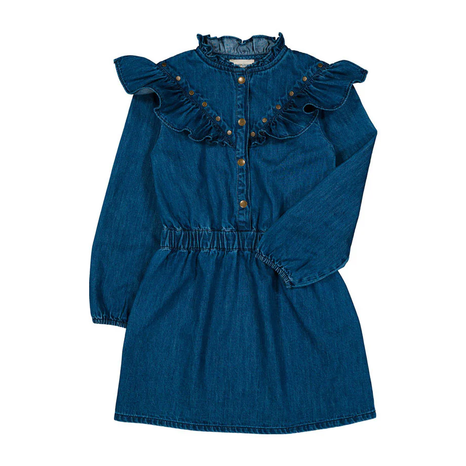 Louis Louise Dark Blue Denim Pop Dress - Image 2
