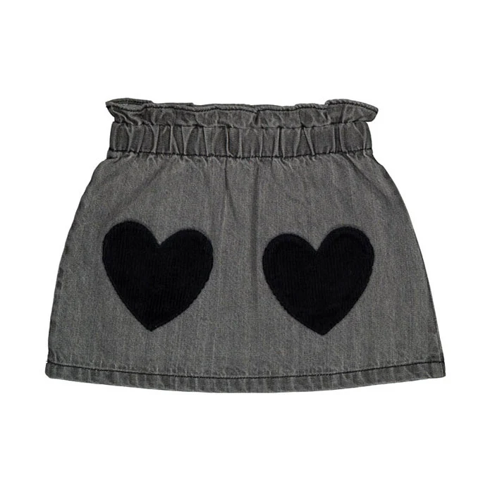 Louis Louise Grey Washed Denim Teacher Skirt