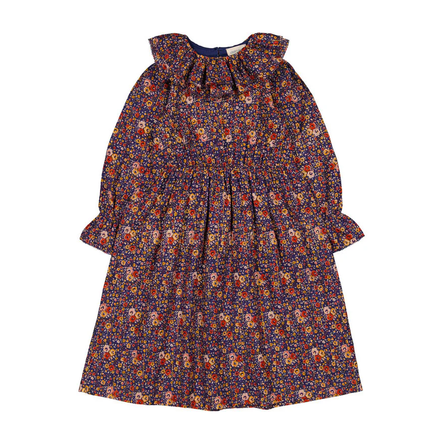 Louis Louise Indigo Romantic Flower Lurex Songe Dress