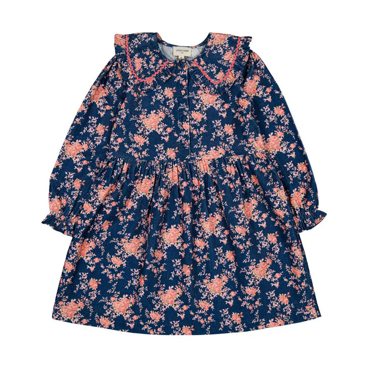 Louis Louise Navy Corduroy Bouquet Nuala Dress