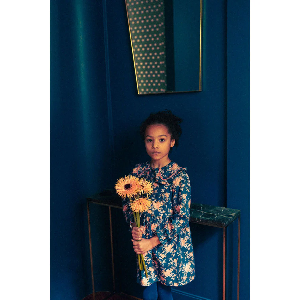 Louis Louise Navy Corduroy Bouquet Nuala Dress - Image 2