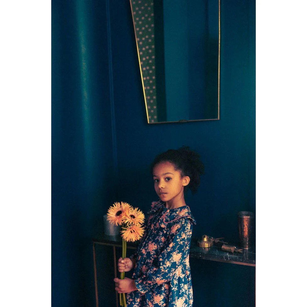 Louis Louise Navy Corduroy Bouquet Nuala Dress - Image 3