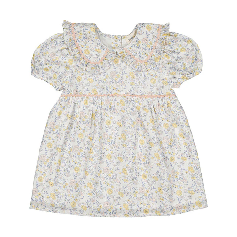 Louis Louise Off White Romantic Flower Henrietta Dress