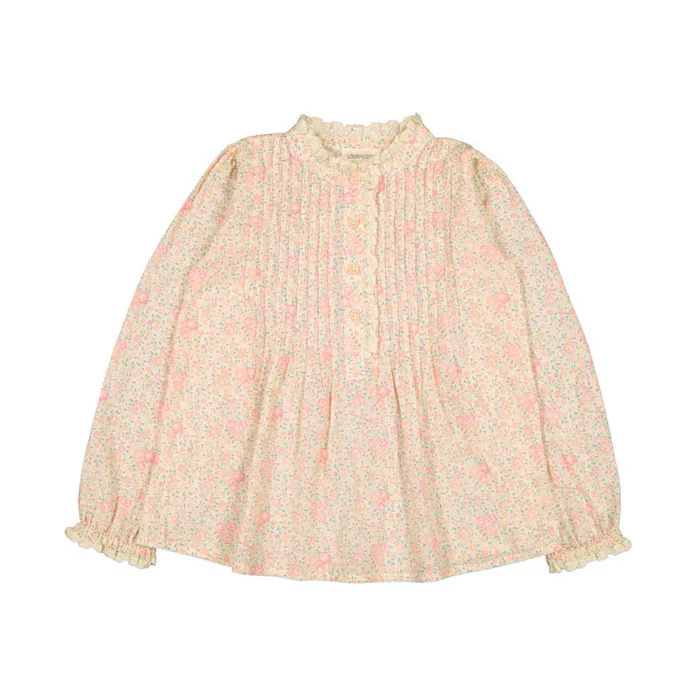 Louis Louise Pink Romantc Flower Mariannette Blouse