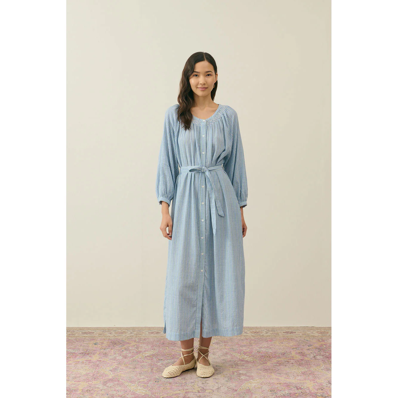 Louise Misha Blue Parasol Stripes Cilona Women Dress - Image 2