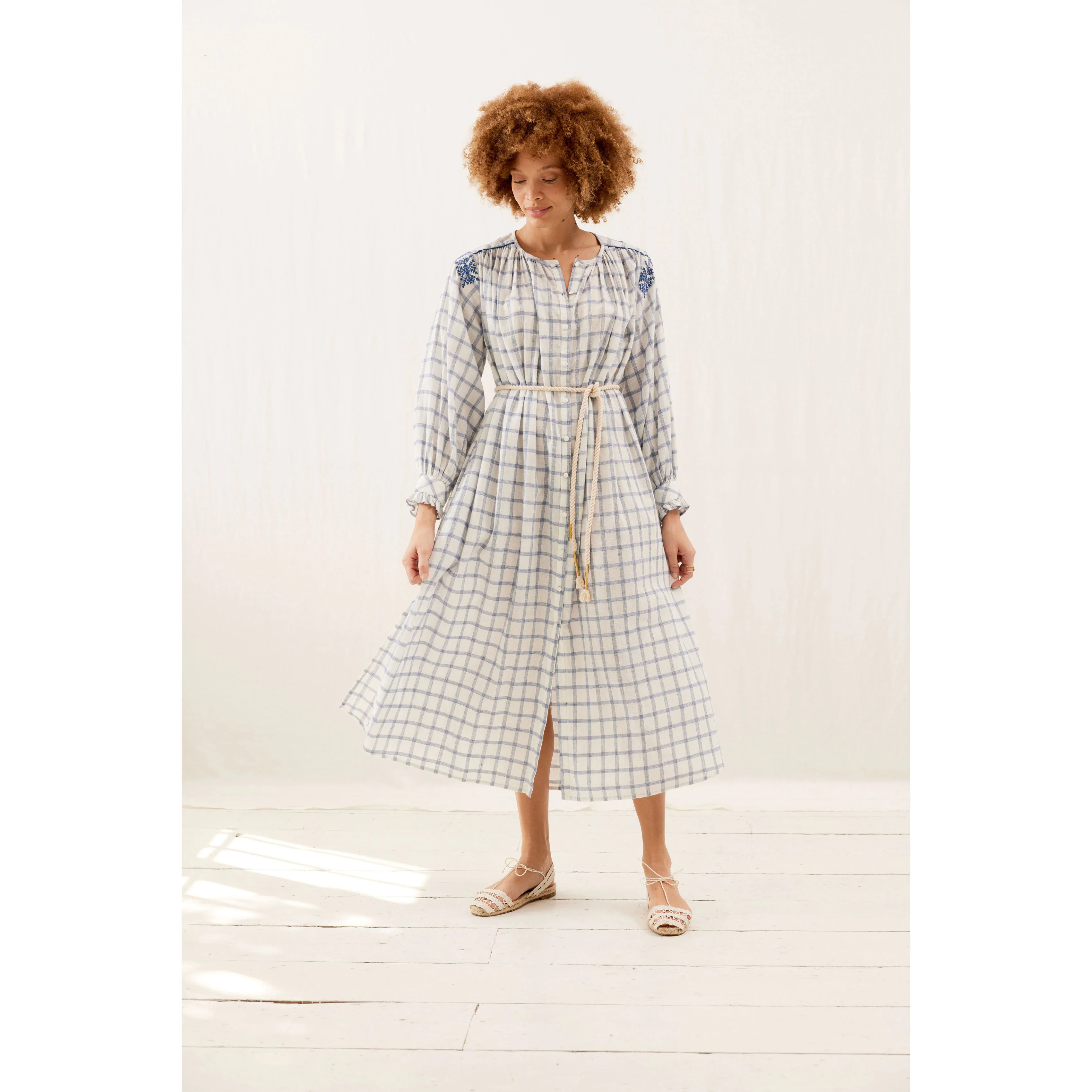 Louise Misha Blue River Checks Deepali Dress - Image 2