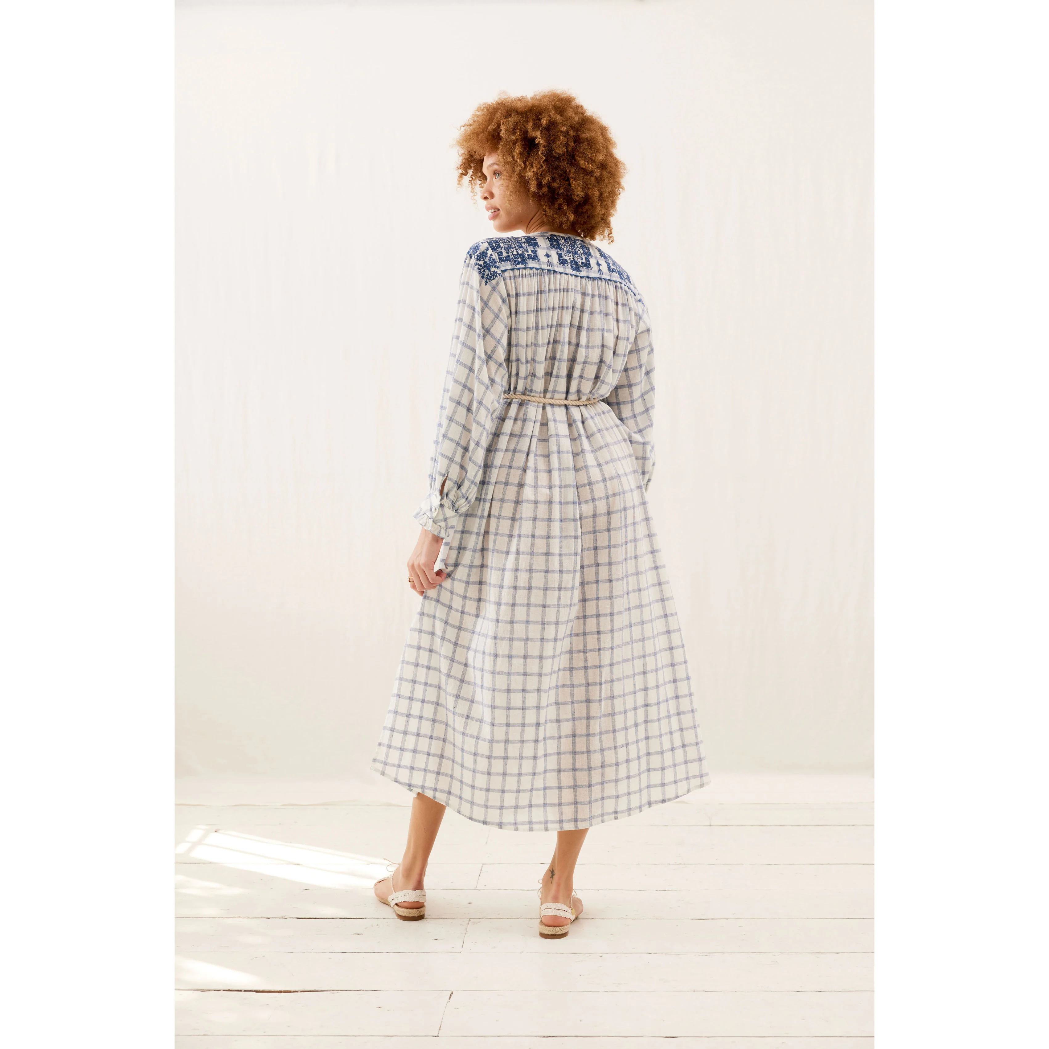 Louise Misha Blue River Checks Deepali Dress - Image 3