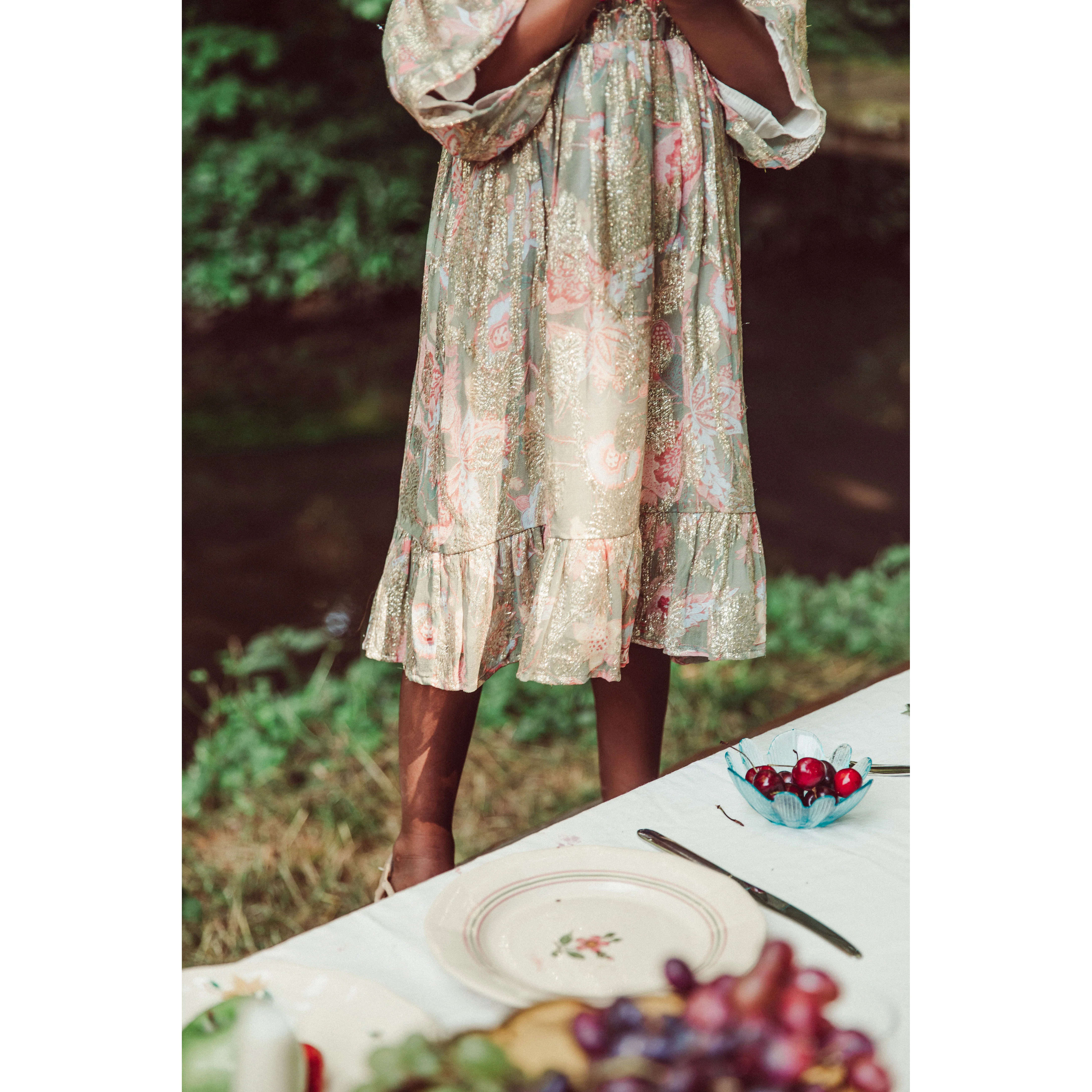 Louise Misha Khaki Wild Bouquet Olivina Dress - Image 4