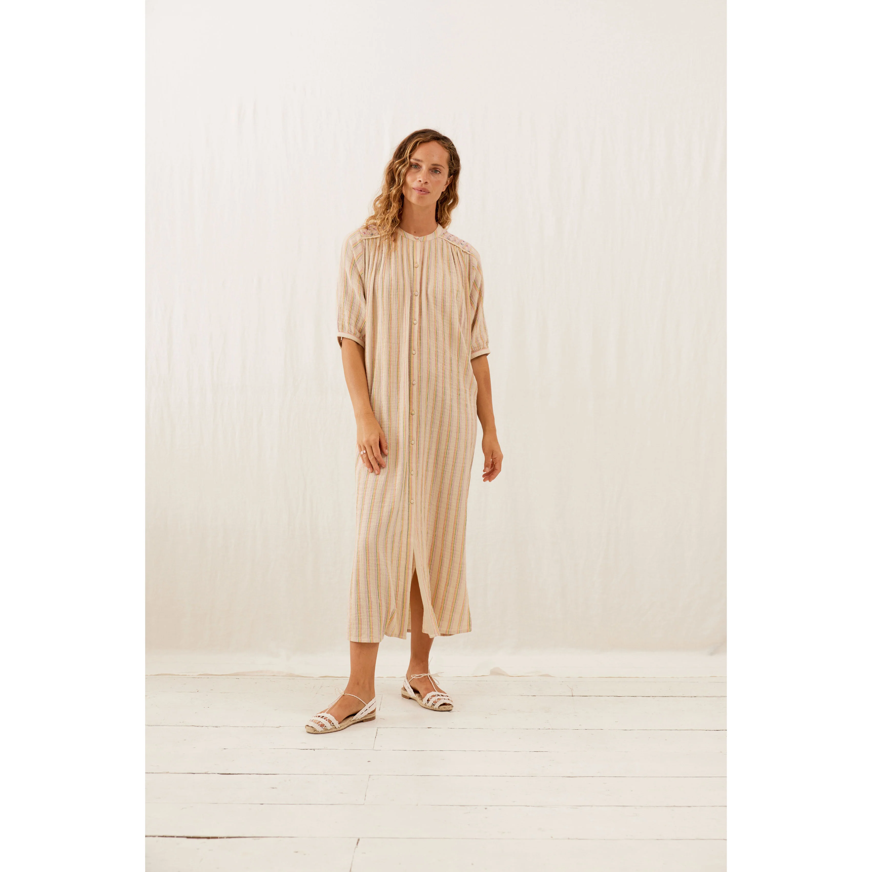 Louise Misha Multicolor Rainbow Lines Deepalina Dress - Image 2