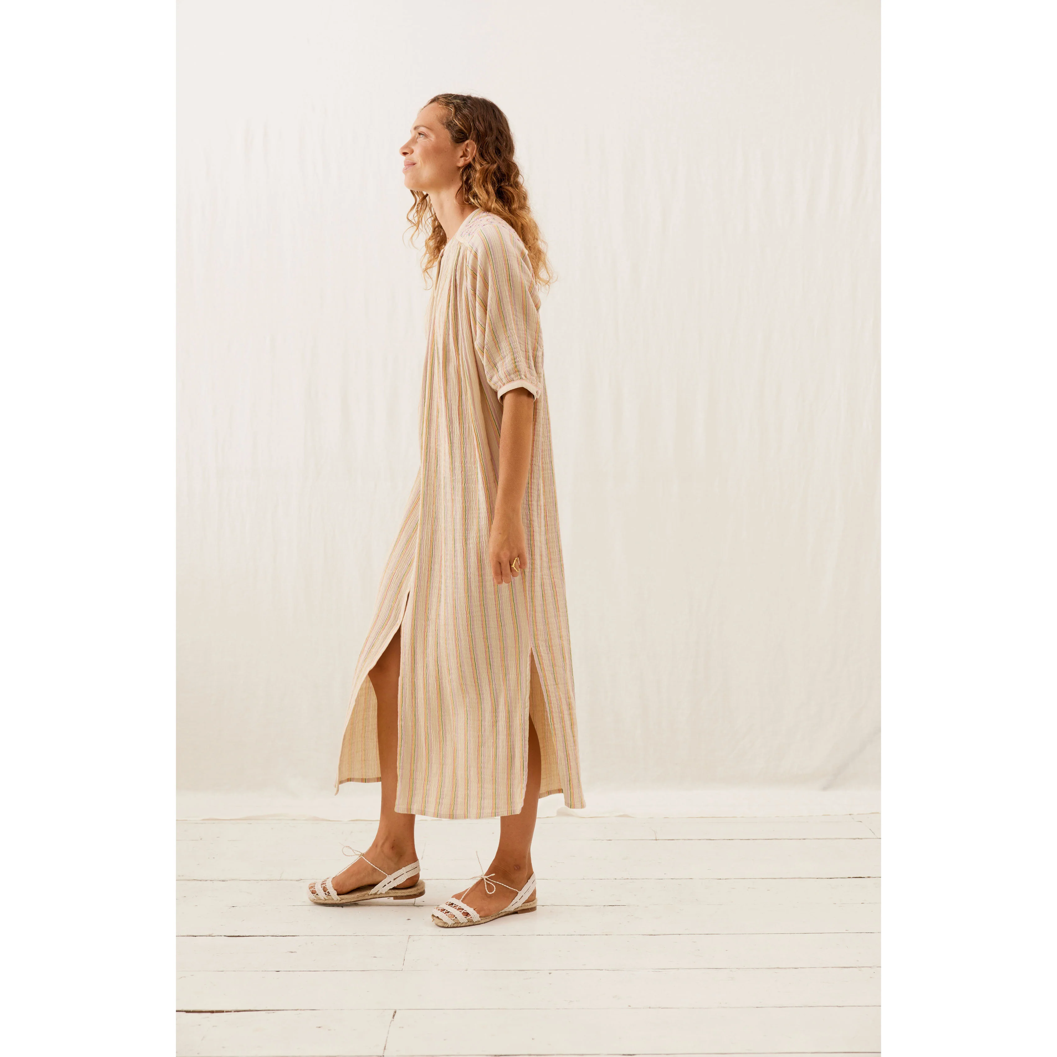 Louise Misha Multicolor Rainbow Lines Deepalina Dress - Image 3