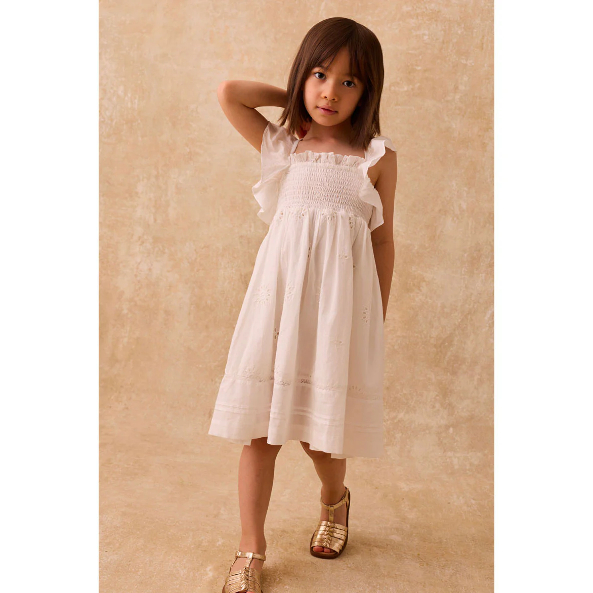 Louise Misha Off White Schiffli Anaya Dress - Image 2