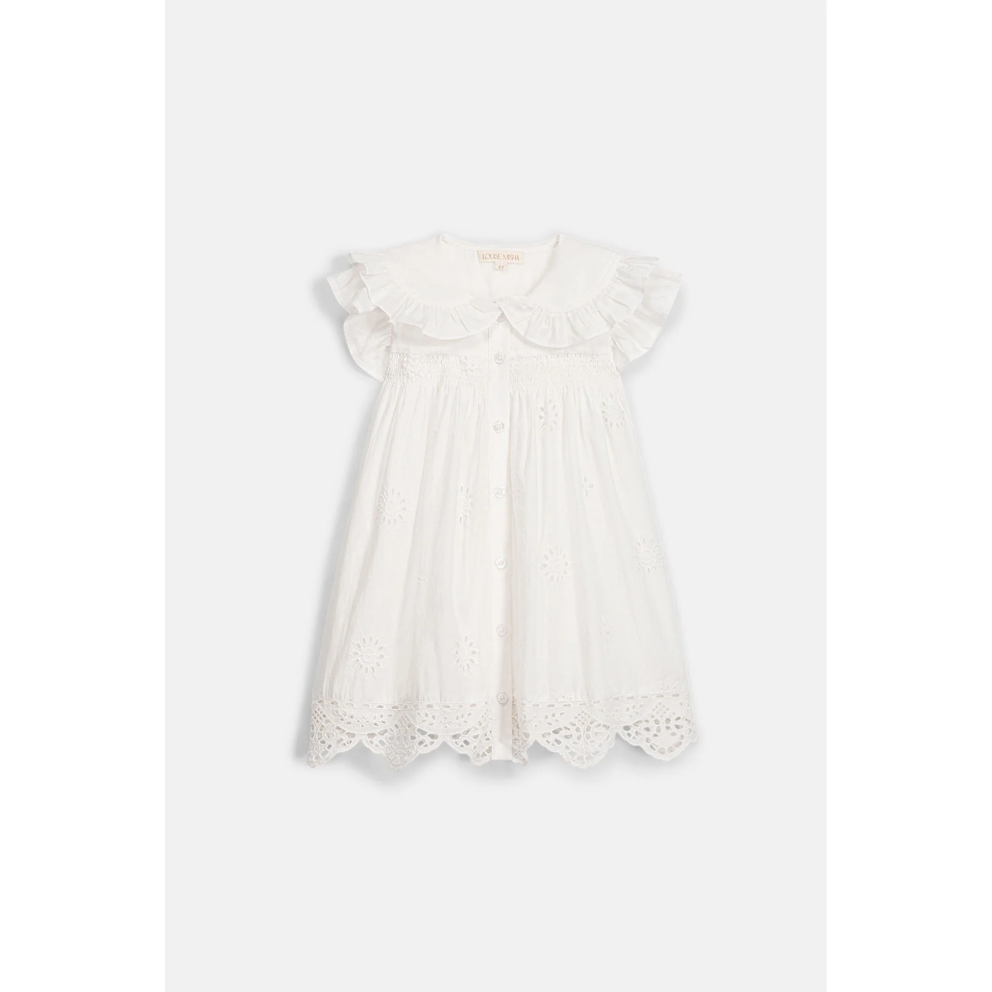 Louise Misha Off White Schiffli Mia Dress