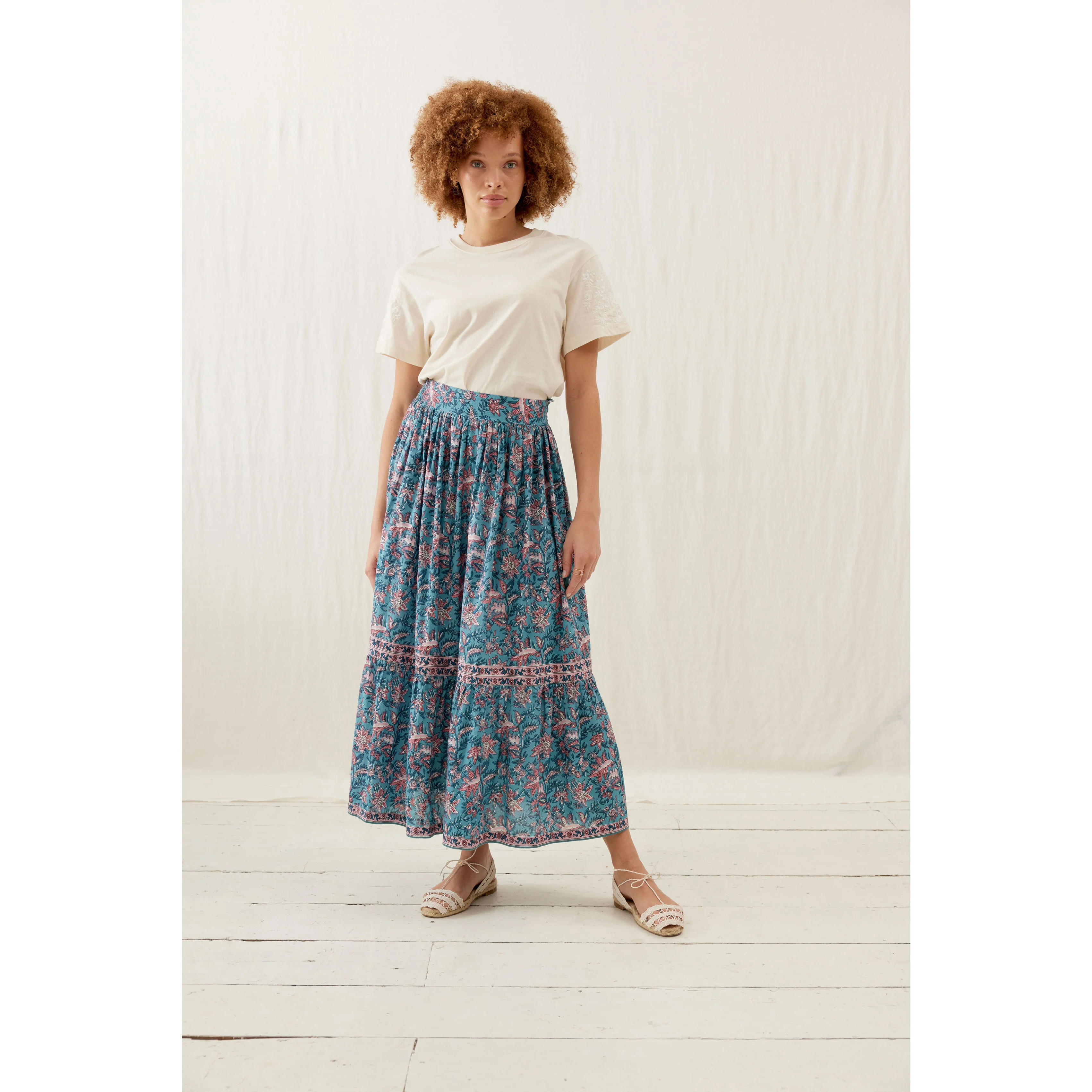 Louise Misha Teal Garden Of Eden Jansiane Skirt - Image 2
