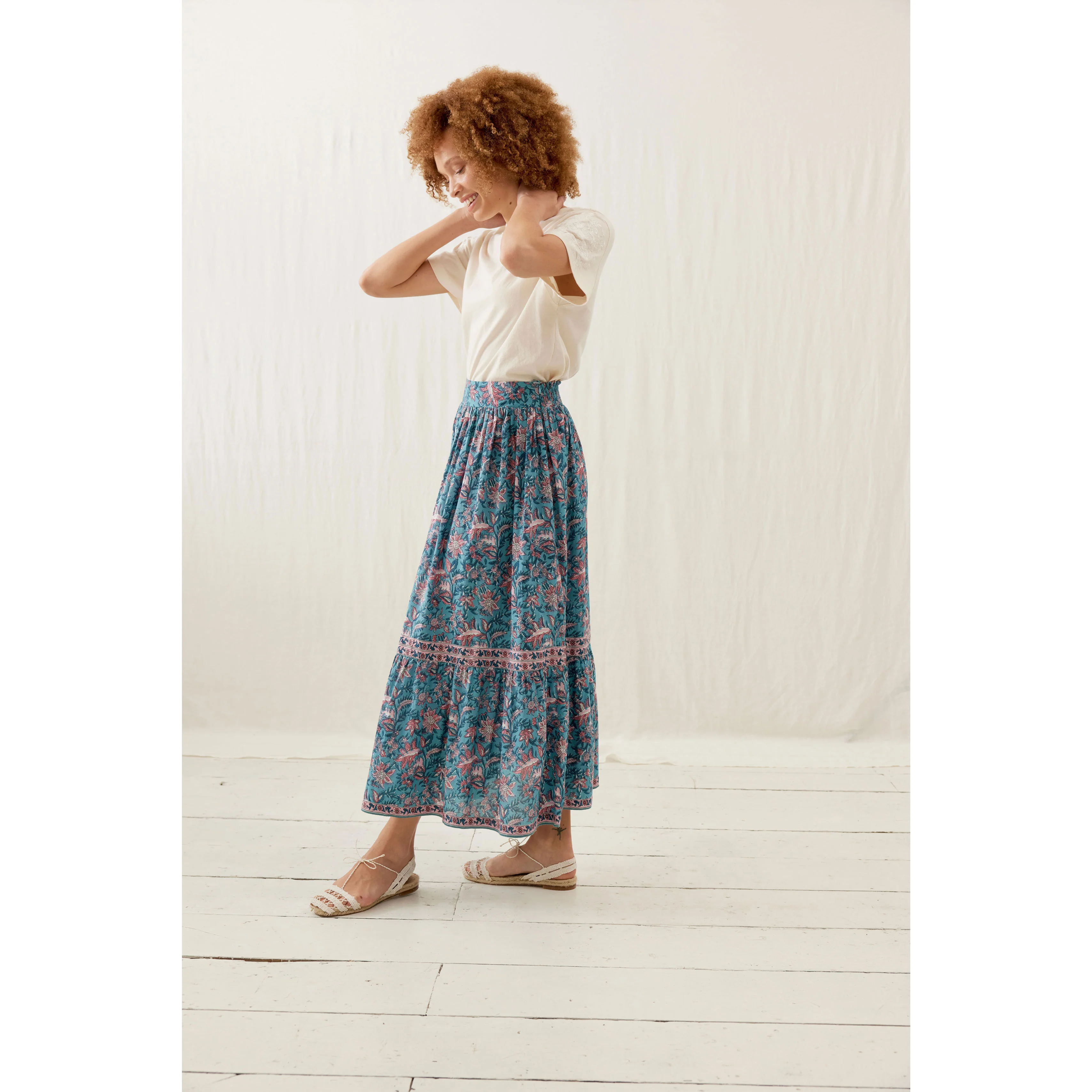 Louise Misha Teal Garden Of Eden Jansiane Skirt - Image 4