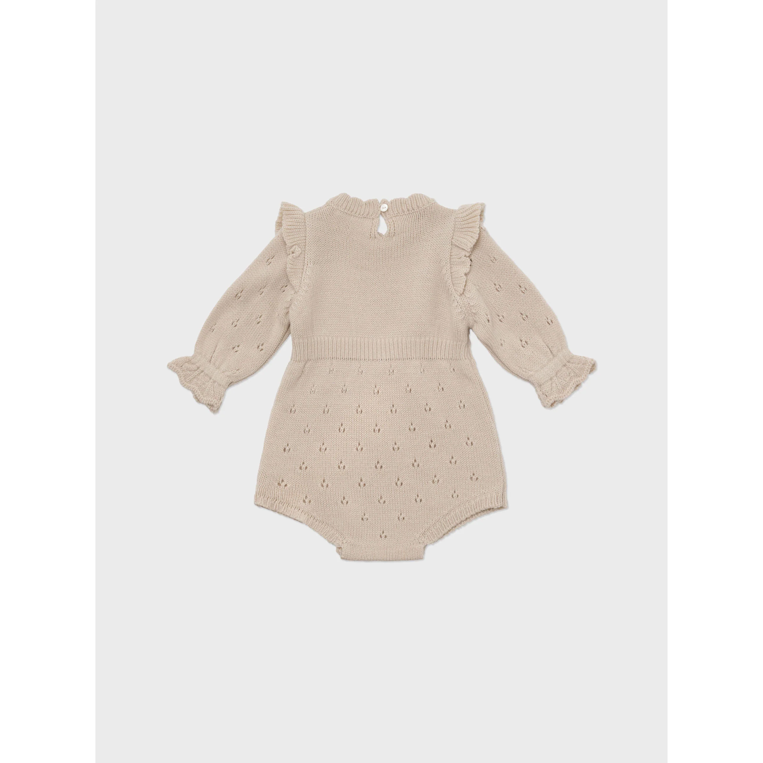 Louisiella Beige Baby Lena Knit Romper - Image 2