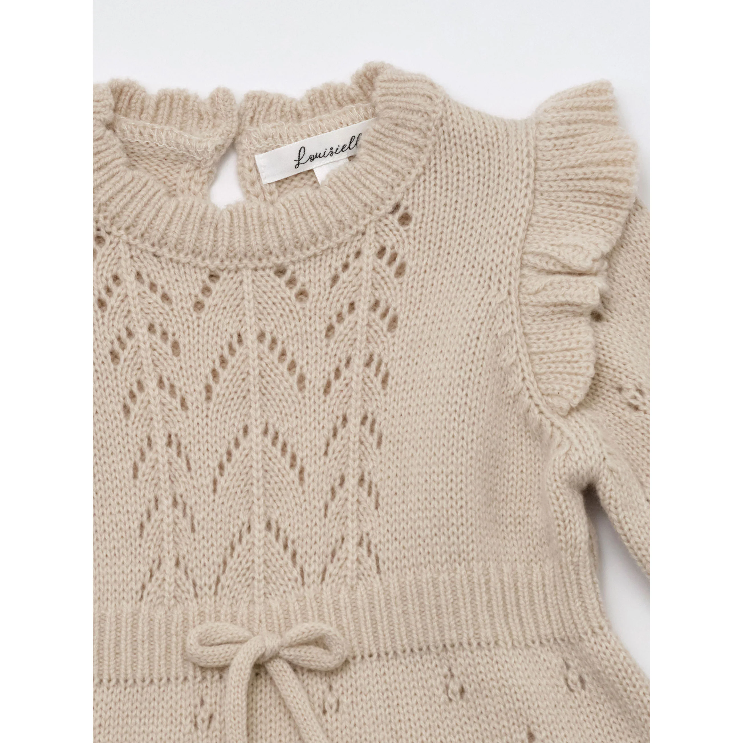 Louisiella Beige Baby Lena Knit Romper - Image 3