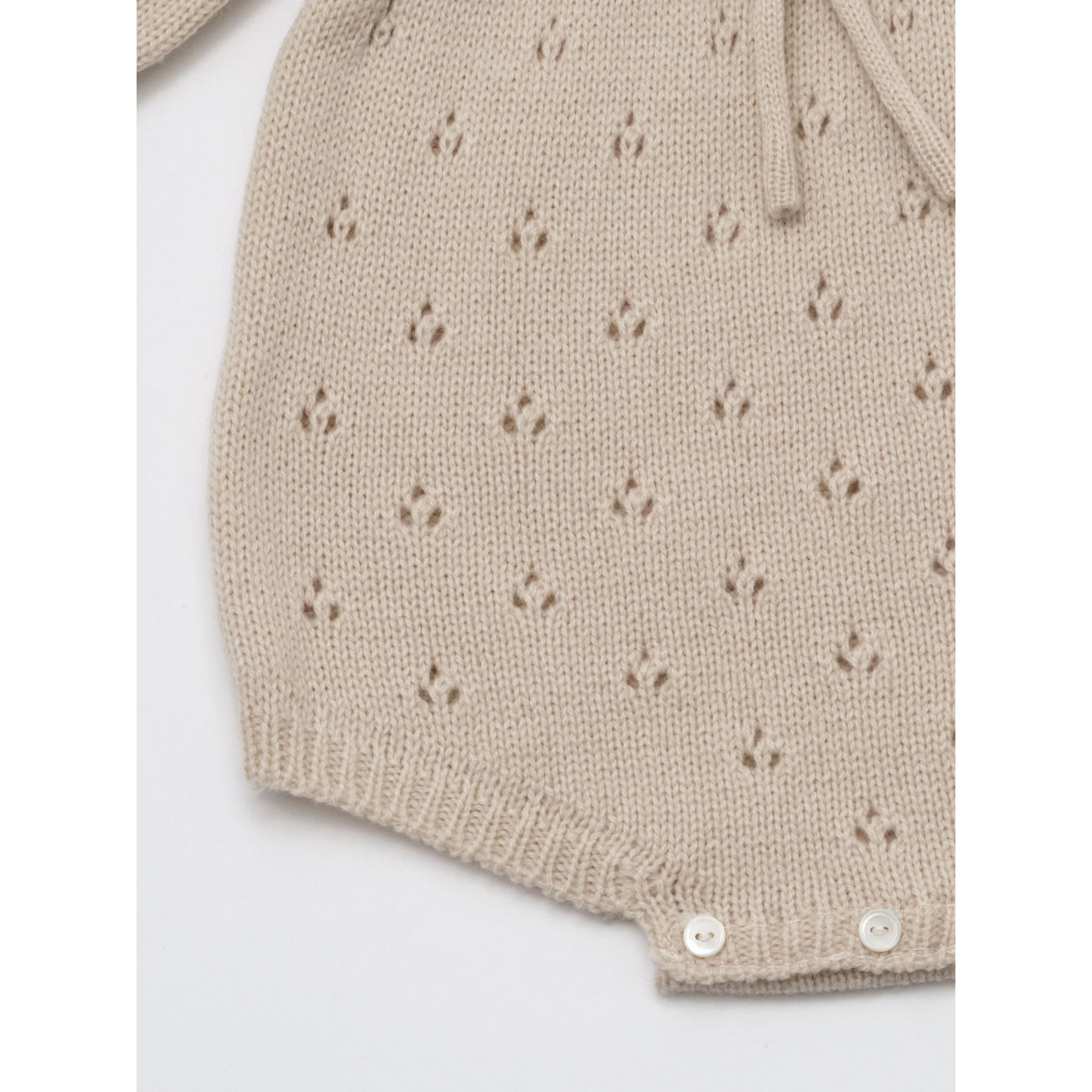 Louisiella Beige Baby Lena Knit Romper - Image 4