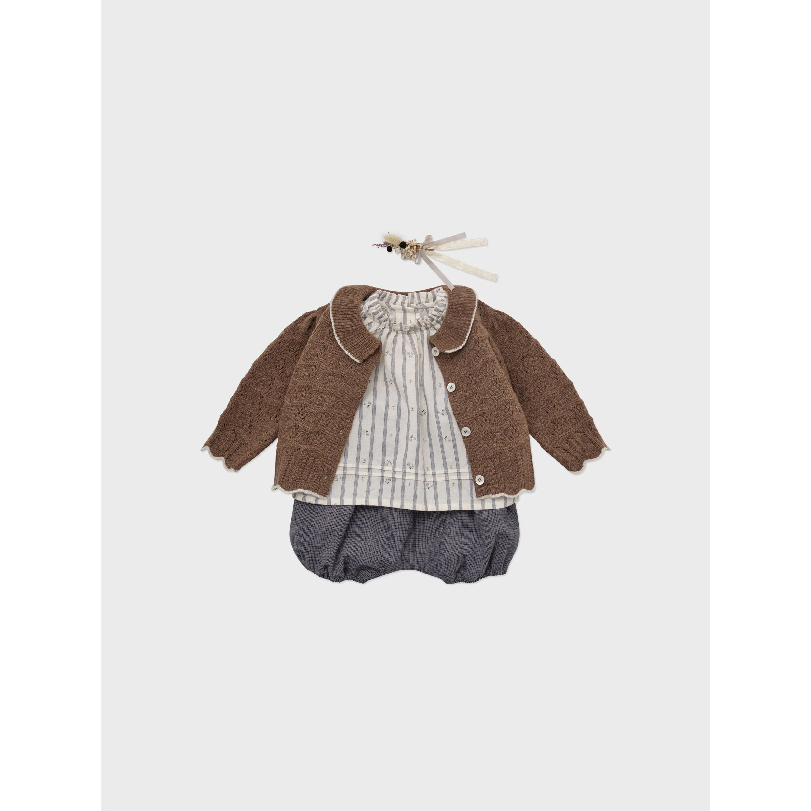 Louisiella Brown Baby Bretta Knit Cardigan - Image 3