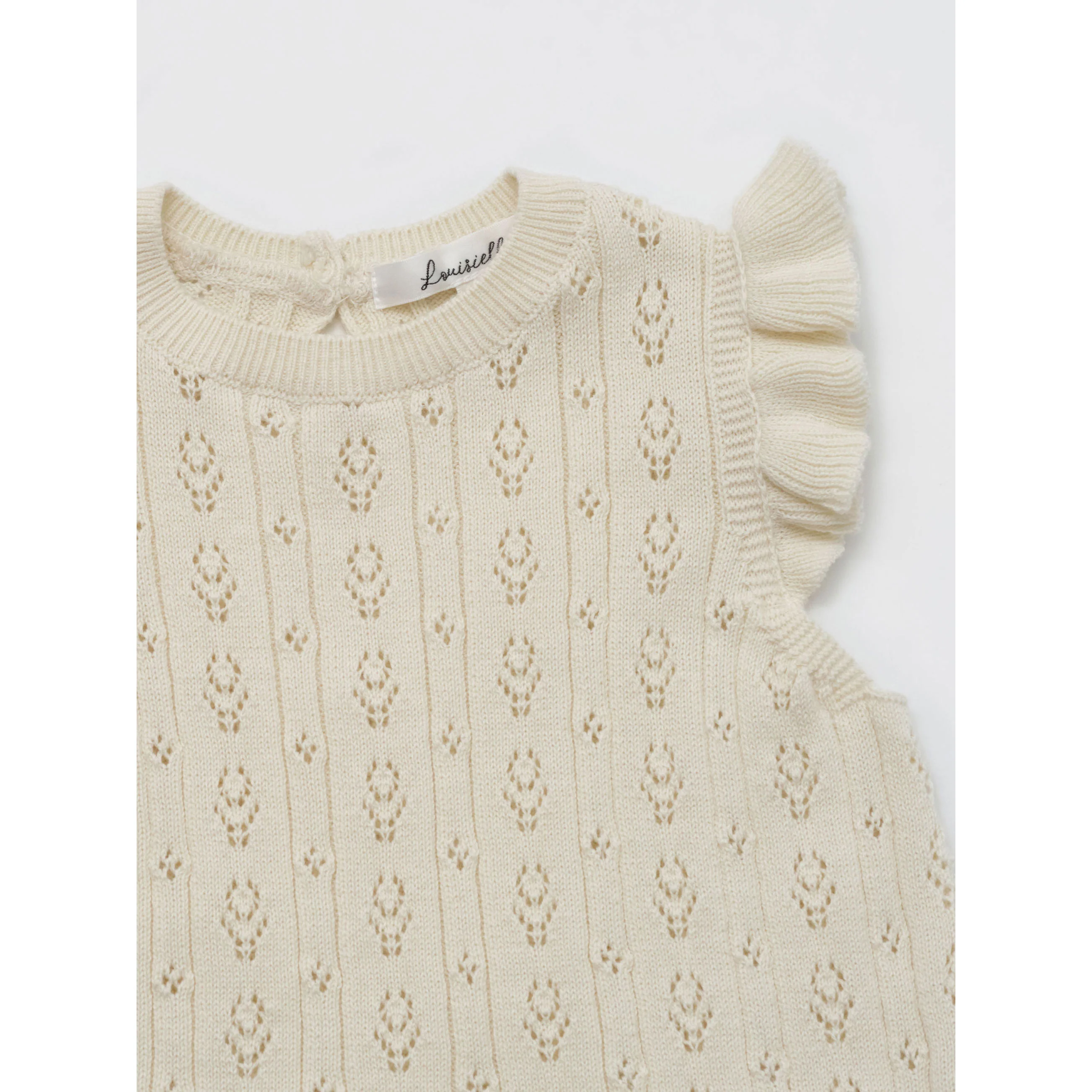 Louisiella Ecru Anneth Knit Baby Romper - Image 3