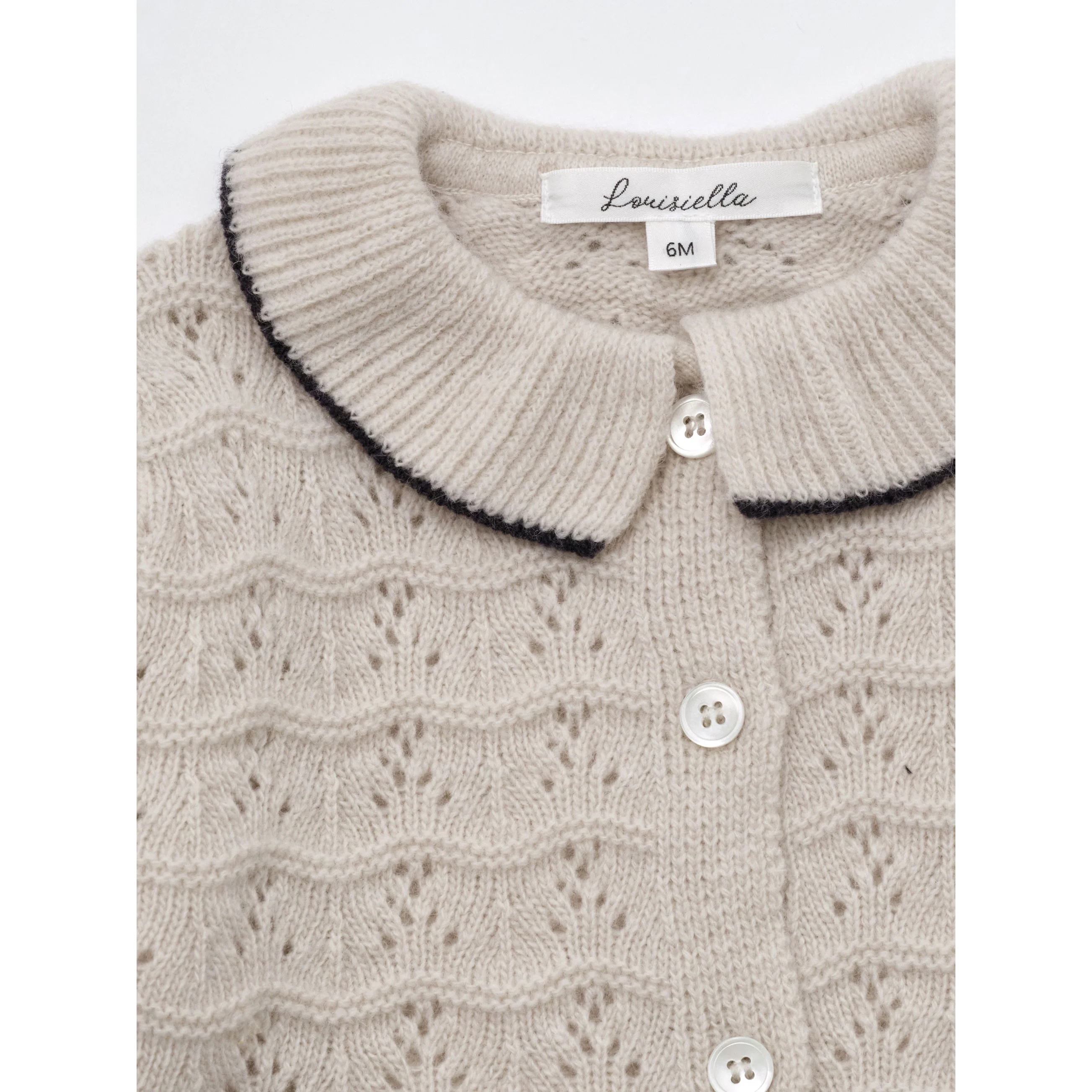 Louisiella Light Beige Baby Bretta Knit Cardigan - Image 3