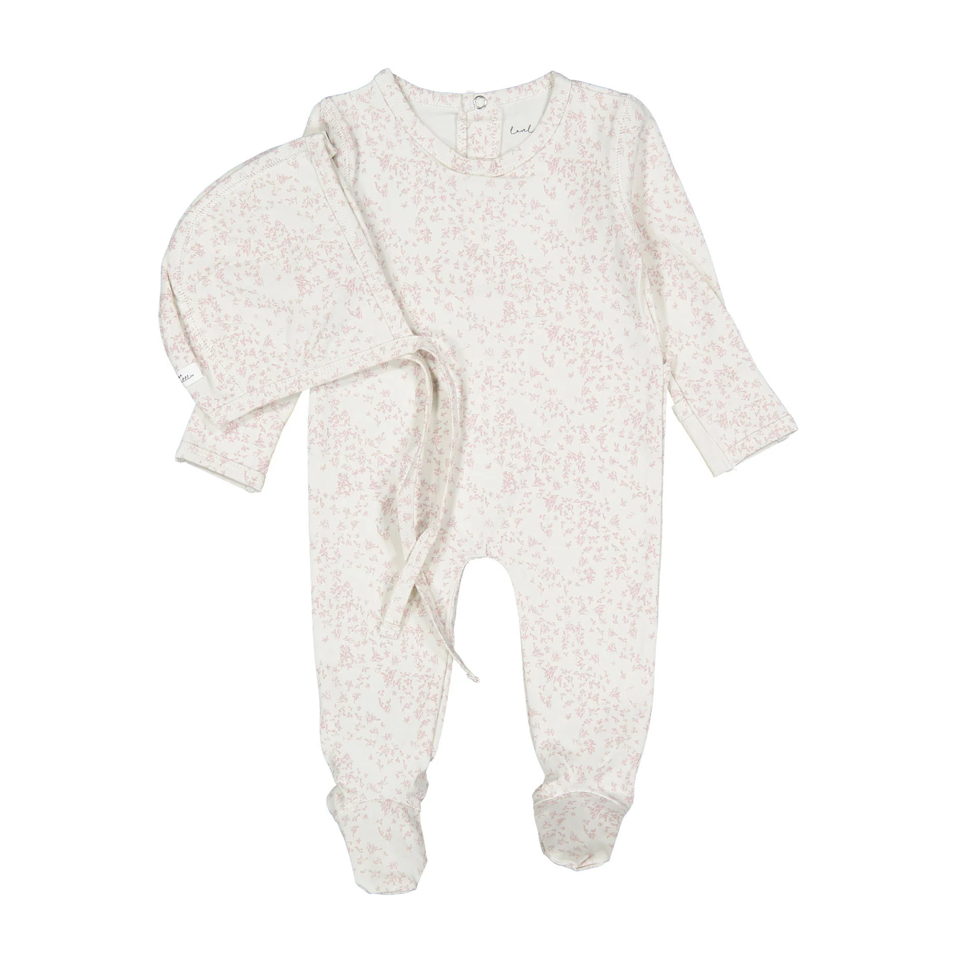 Lovely Littles The Printed Romper + Bonnet- Flutter Pink
