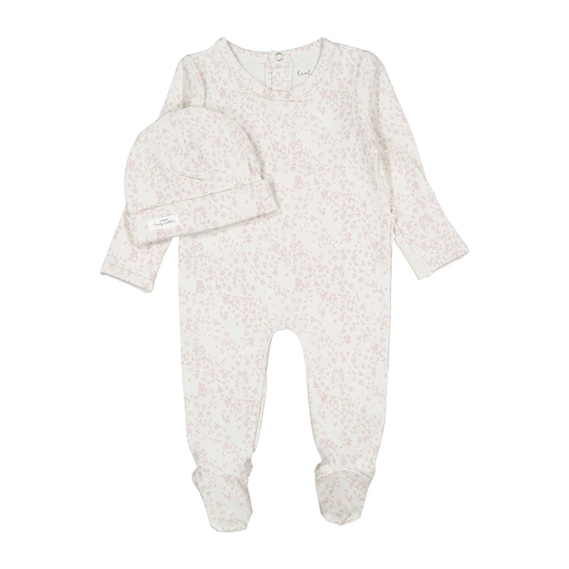 Lovely Littles The Printed Romper + Hat- Flutter Pink