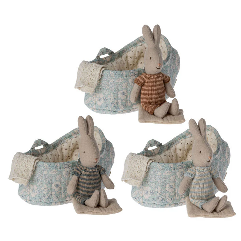 Maileg Rabbit In Carry Cot, Micro - 3 Pack - Image 4