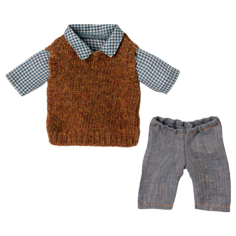 Maileg Shirt, Slipover And Pants For Teddy Dad