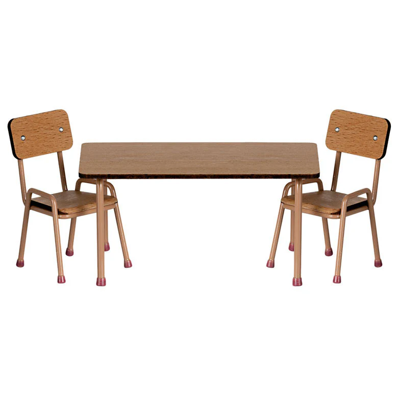 Maileg Table And Chair Set, Mouse - Dark Powder